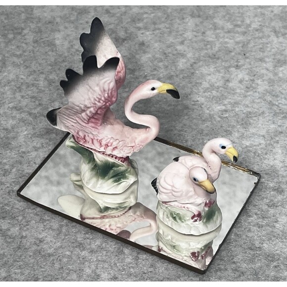 Vintage Miniature Pink Flamingo Porcelain Tropical Bird Hagen Renaker ? Japan ? - Picture 4 of 13